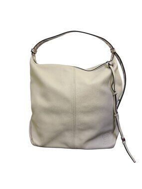 Vince Camuto Cream Leather Hobo Shoulder Bag With Snake-Print Strap